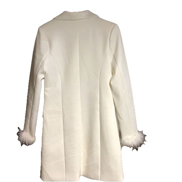 Ivory Feather Embellished Pearl Rhinestone Blazer Dress Women's Size M Wedding - Picture 6 of 7